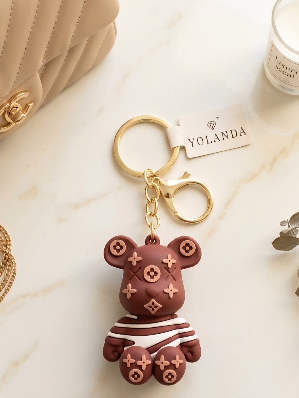 Insipred Maroon Bear Keychain Bag Charm
